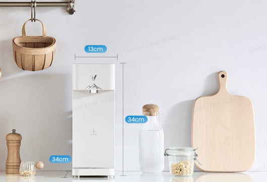 Compact tankless design – 13cm x 34cm x 34cm